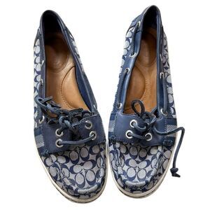 Coach Rainy Navy Blue & Grey Boat Shoes